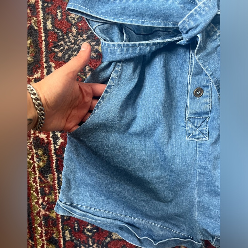 Stretchy Denim Romper - Picture 2 of 5